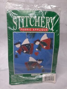 Bernat Stitchery Fabric Applique Kit Christmas Angels 95601000 3 Ornaments